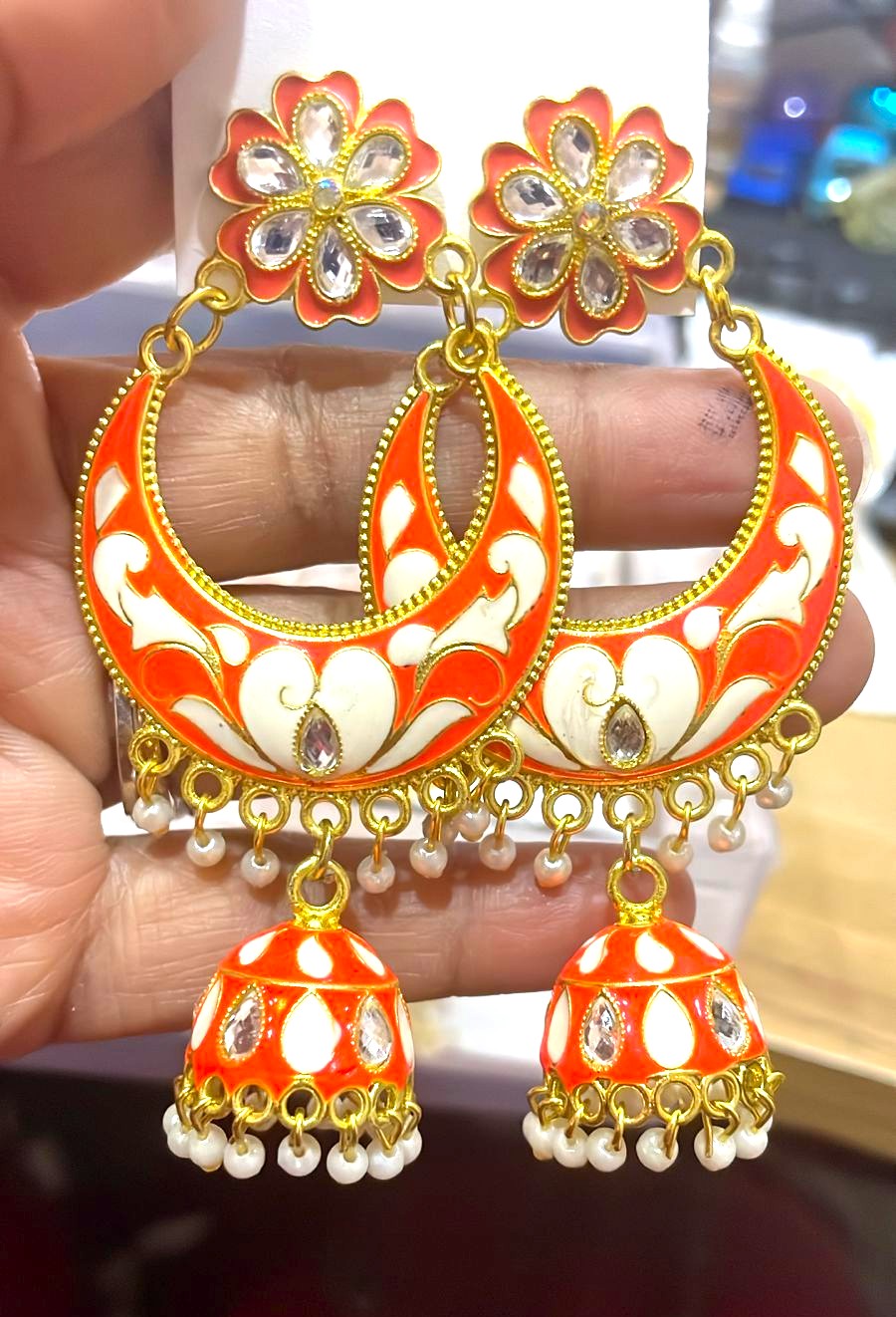 Crescent Floral Jhumka