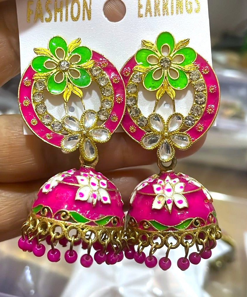 Floral Enamel Statement Jhumka