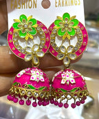 Floral Enamel Statement Jhumka