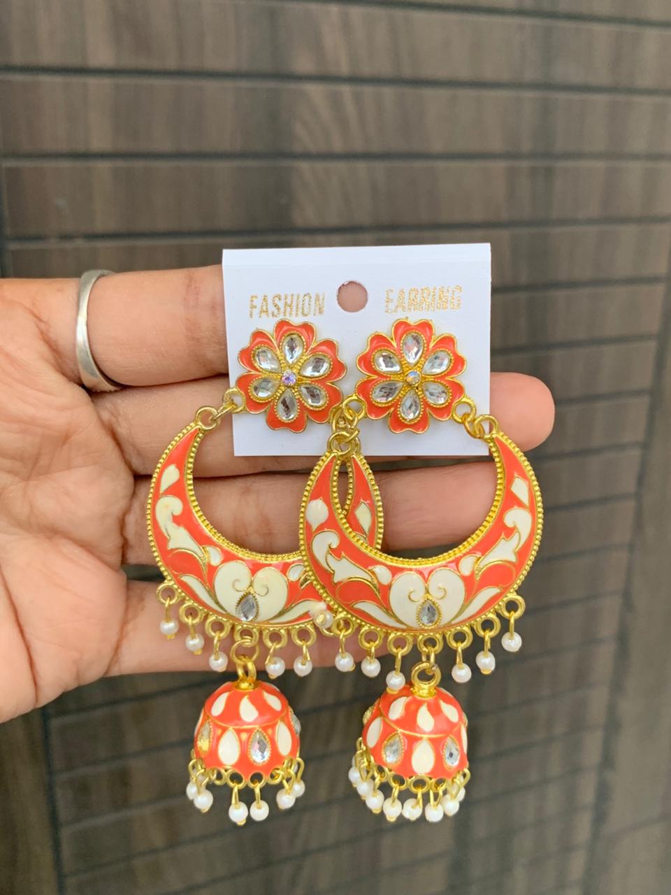 Crescent Floral Jhumka