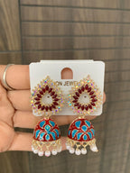 Stone Studded Enamel Jhumka