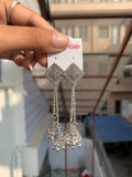 Diamond Pattern Tassel Earrings
