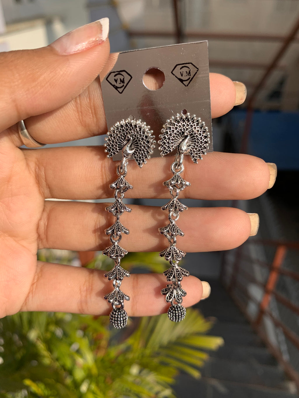 Peacock Motif Dangling Earrings