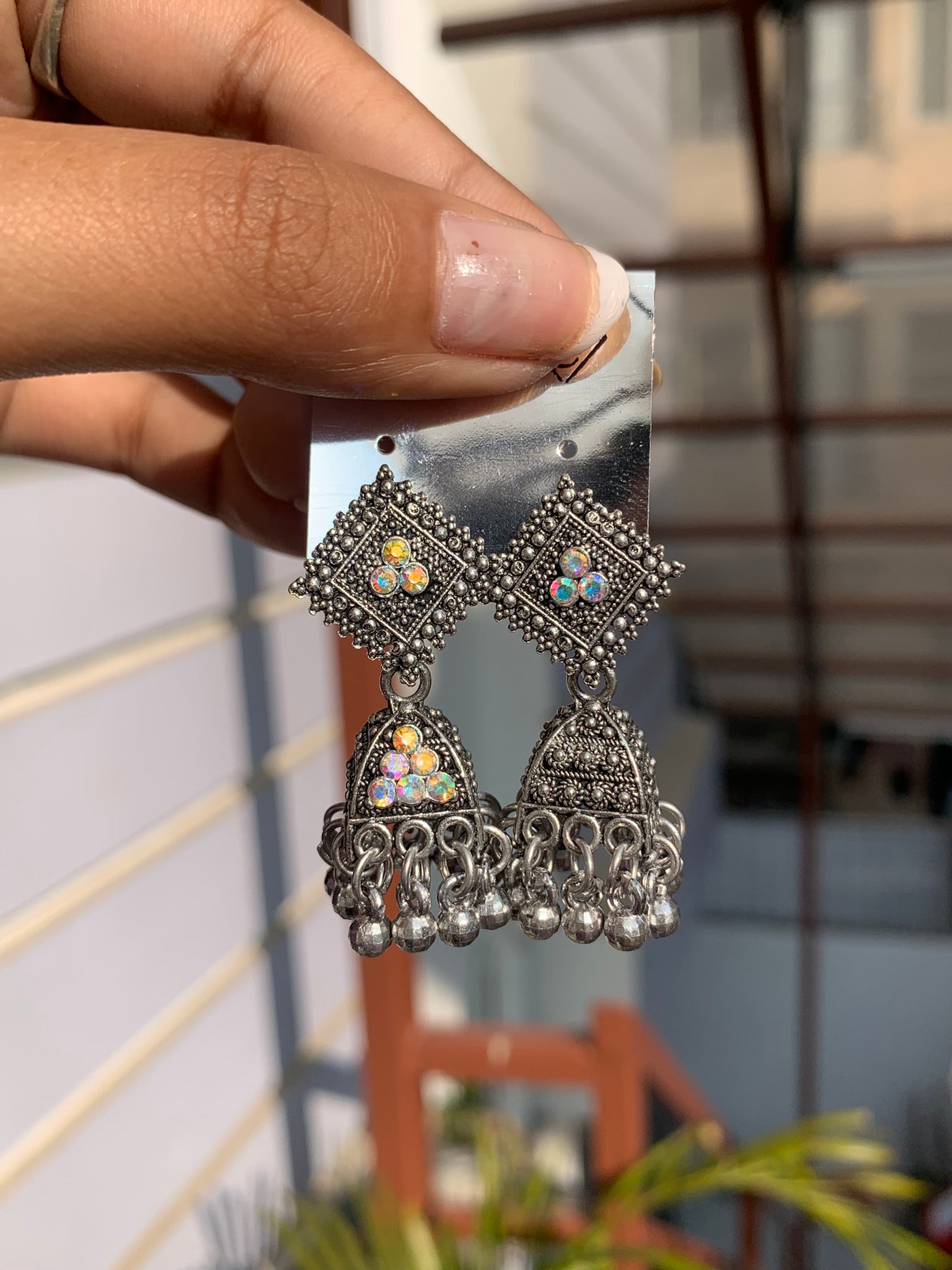 Antique Square Stud Jhumka