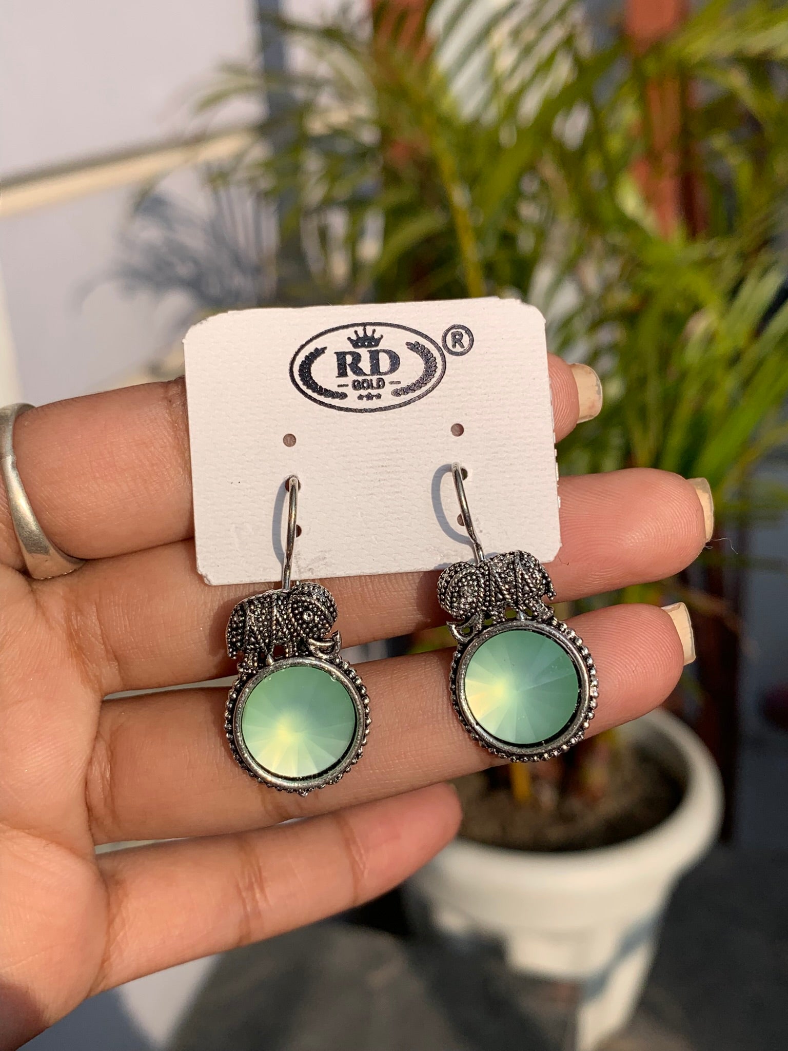 Elephant Charm Drop Earrings