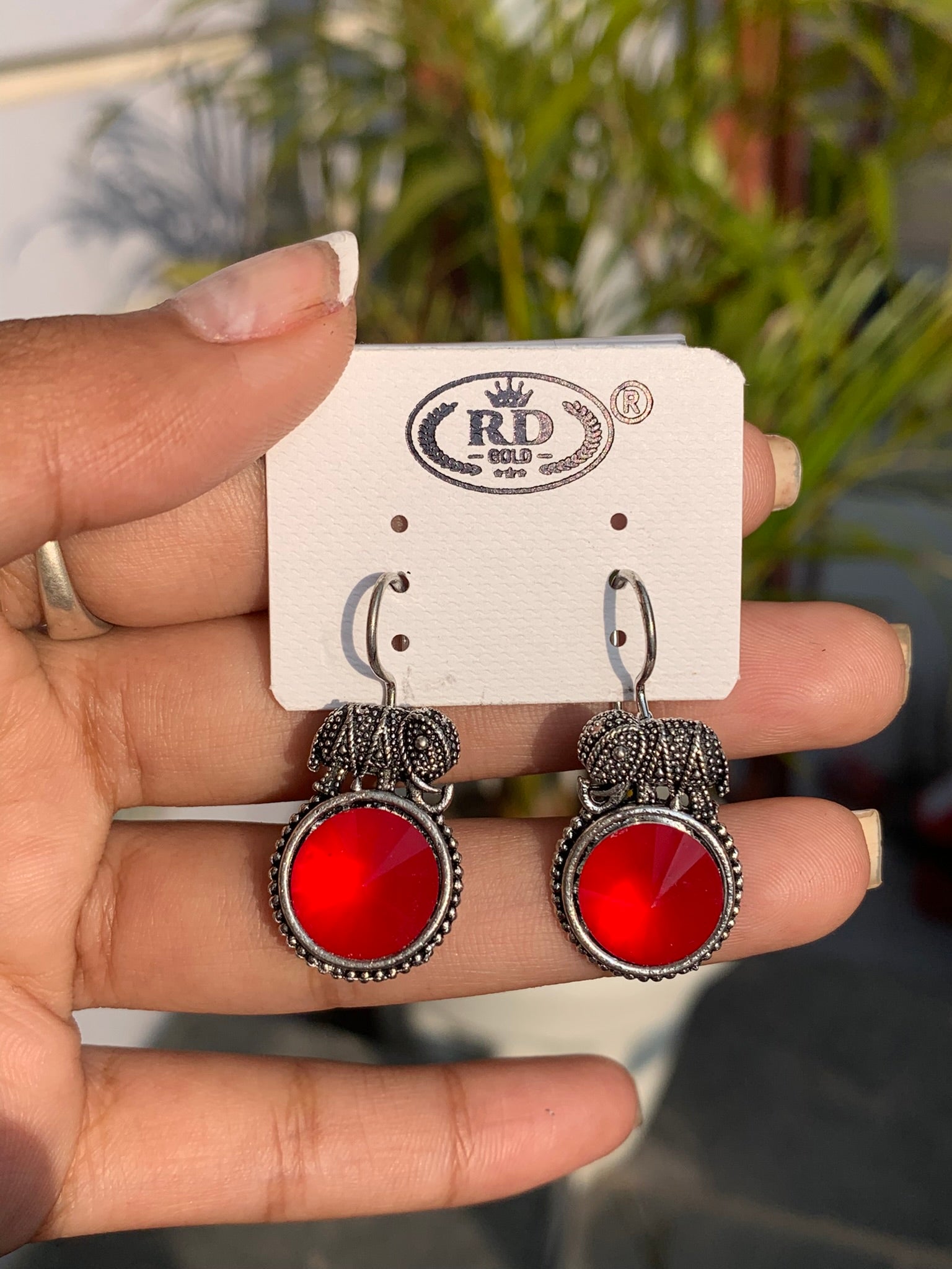 Elephant Charm Drop Earrings