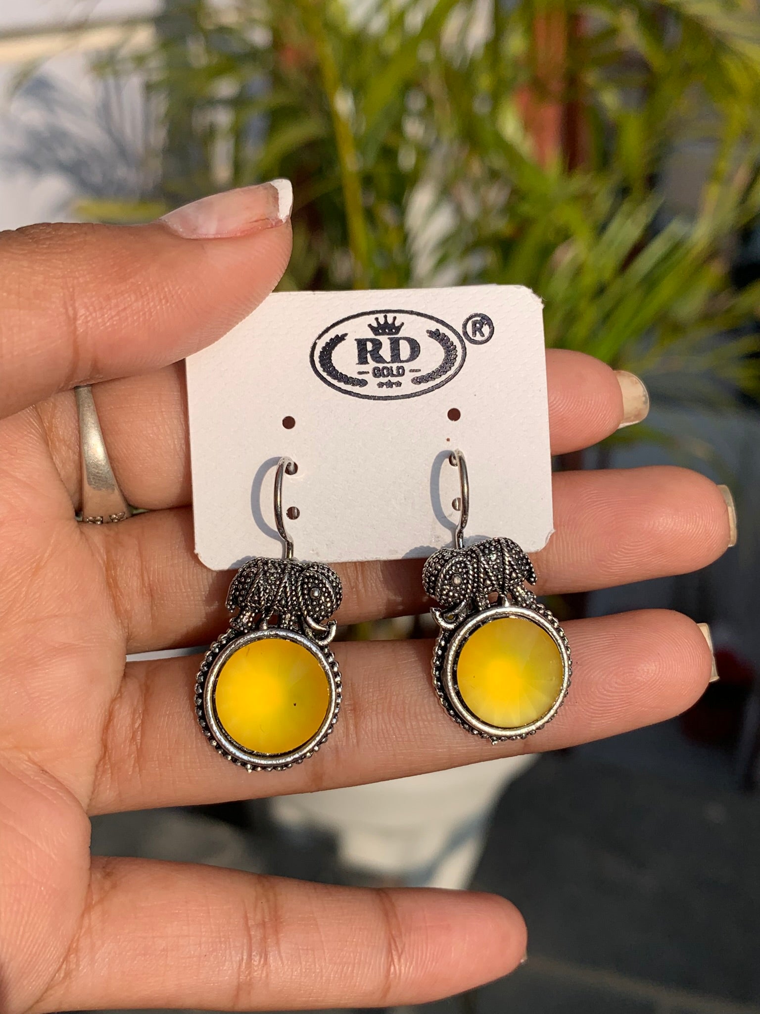 Elephant Charm Drop Earrings