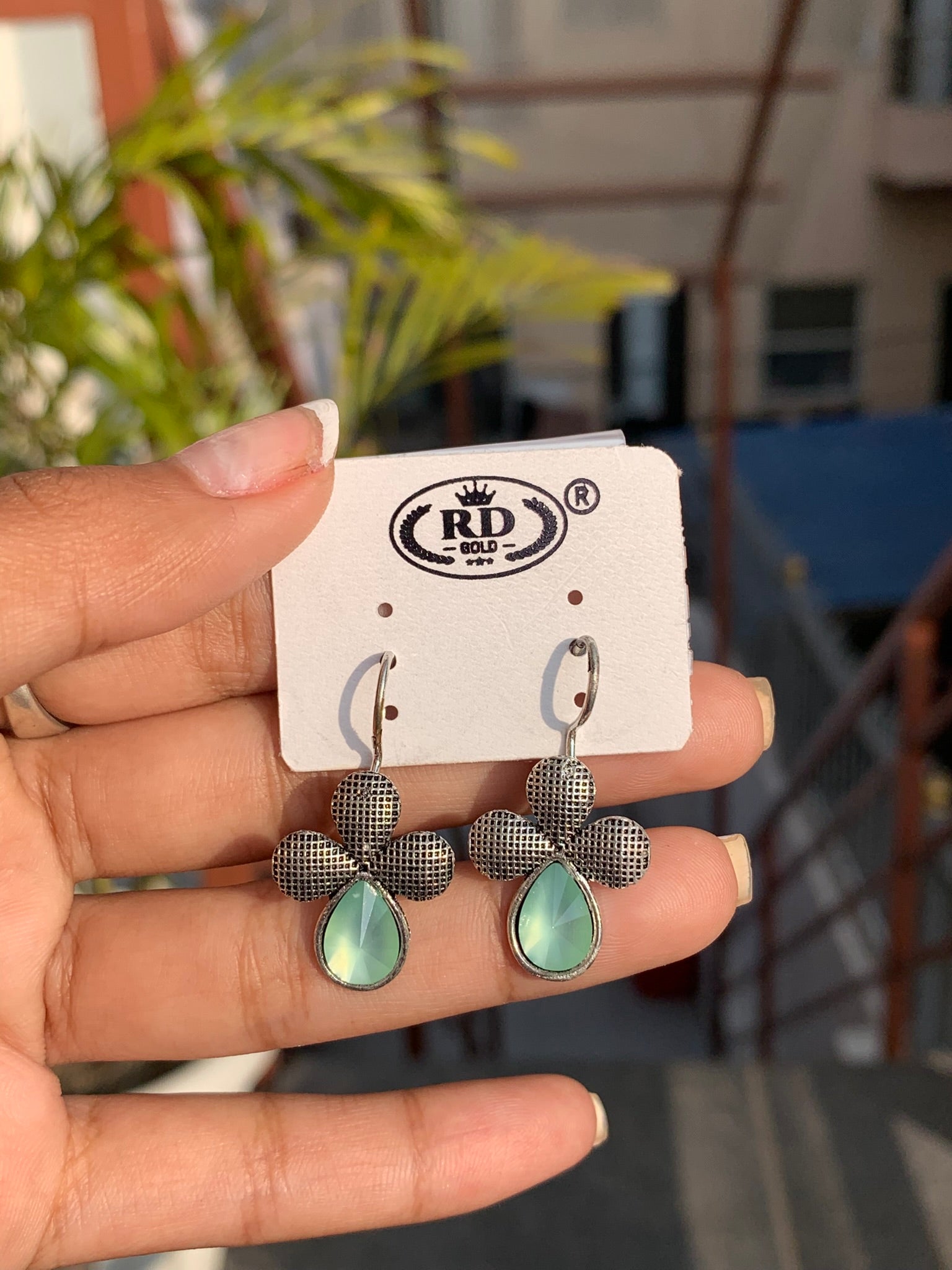 Clover Stone Drop Earrings