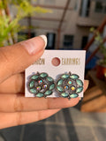 Floral Stone Stud Earrings