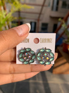 Floral Stone Stud Earrings