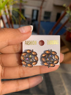 Floral Stone Stud Earrings