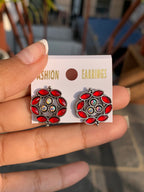 Floral Stone Stud Earrings