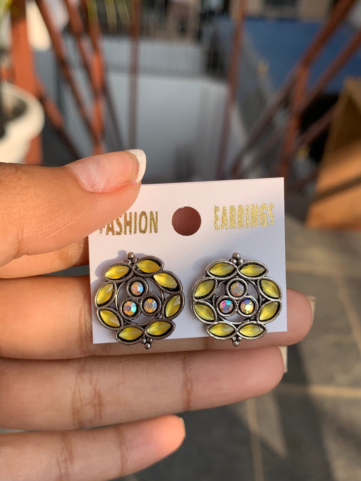 Floral Stone Stud Earrings