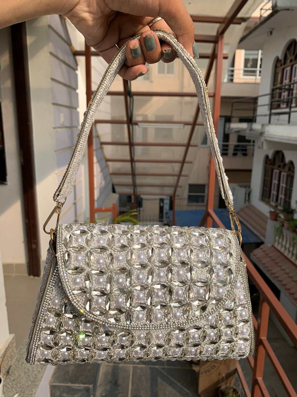 Crystal Pearl Glam Clutch