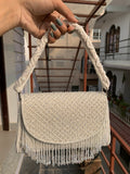 Elegant White Fringe Handbag