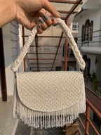 Elegant White Fringe Handbag
