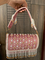 Velvet Pearl Fringe Clutch