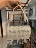 Ivory Pearl Swirl Fringe Bag
