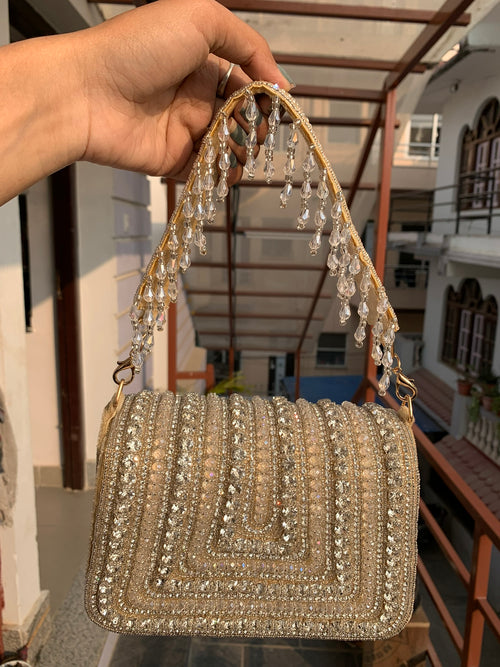 Blush Crystal Glam Shoulder Bag