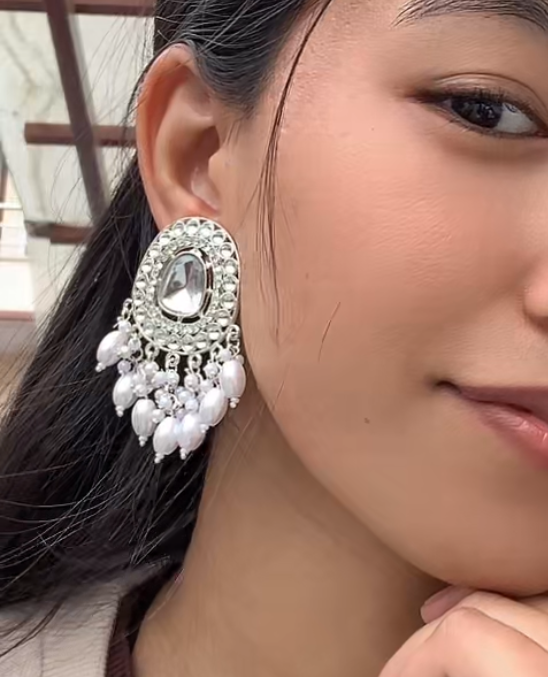 Elegant Mirror Pearl Jhumka