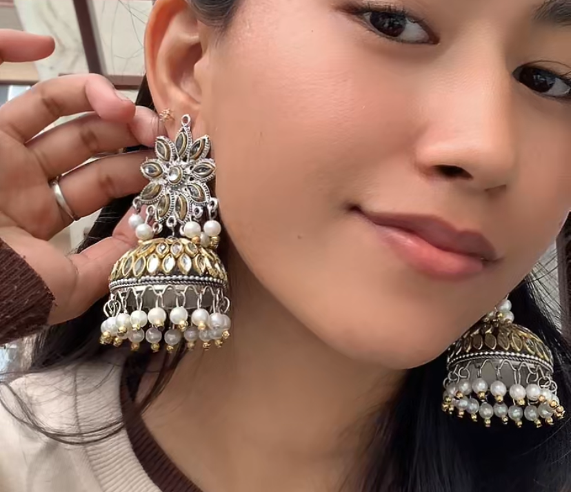 Royal Floral Pearl Jhumka