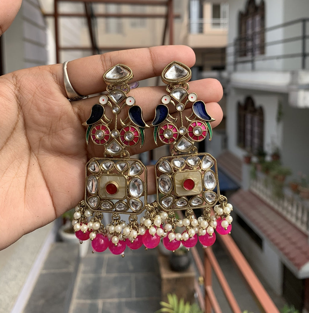 Royal Peacock Kundan Jhumka