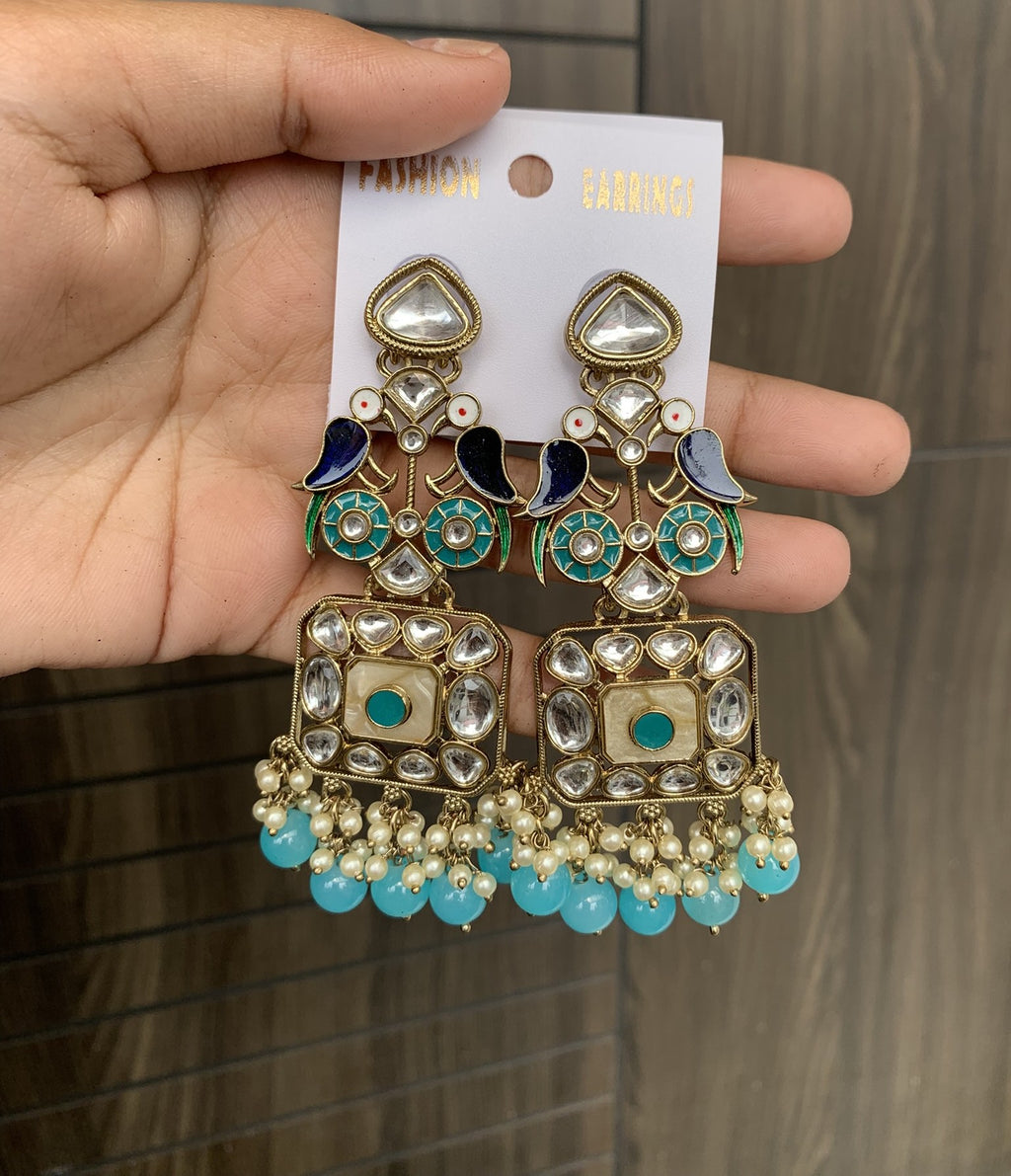 Royal Peacock Kundan Jhumka