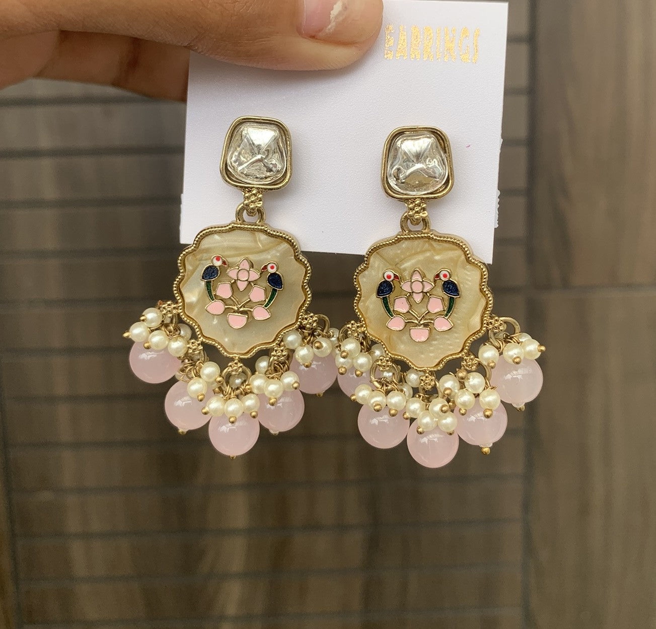 Floral Kundan Pearl Jhumka
