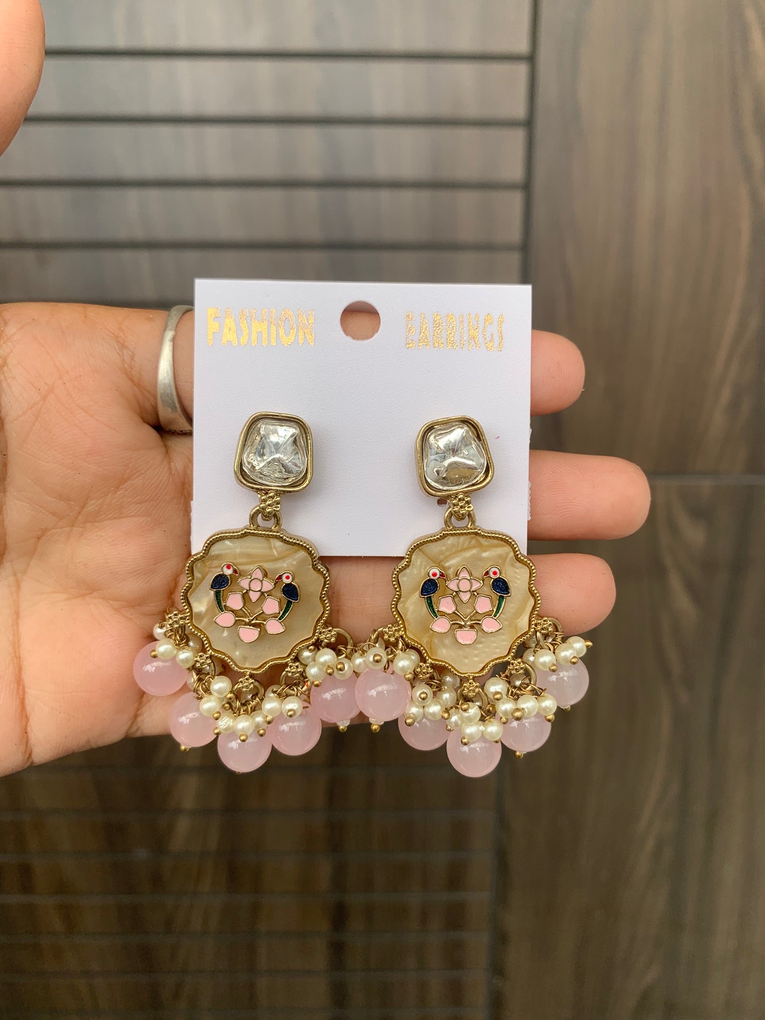 Floral Kundan Pearl Jhumka