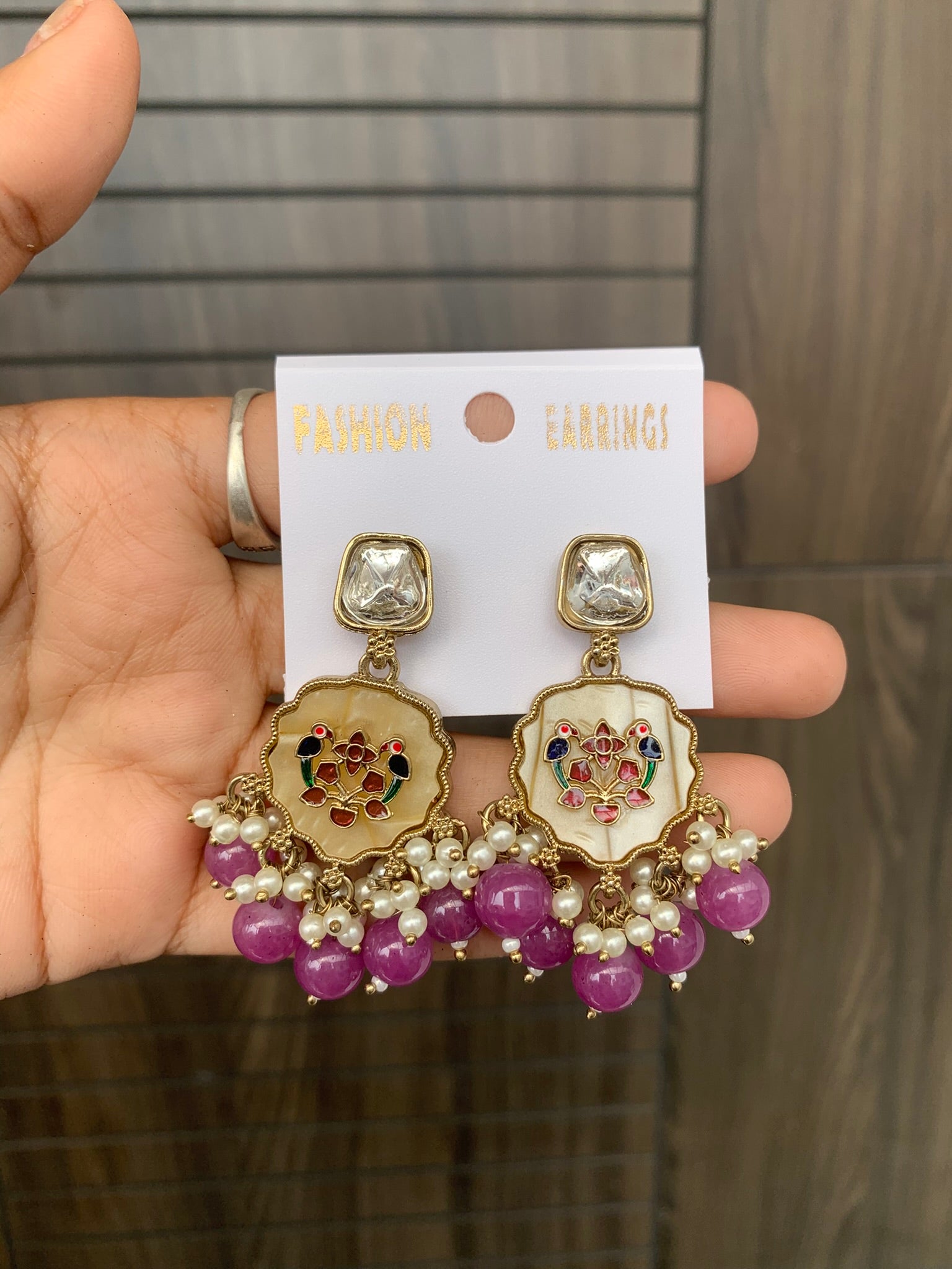 Floral Kundan Pearl Jhumka