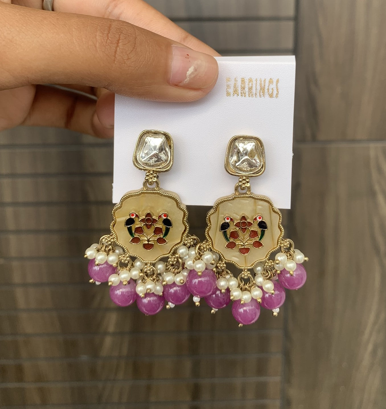 Floral Kundan Pearl Jhumka