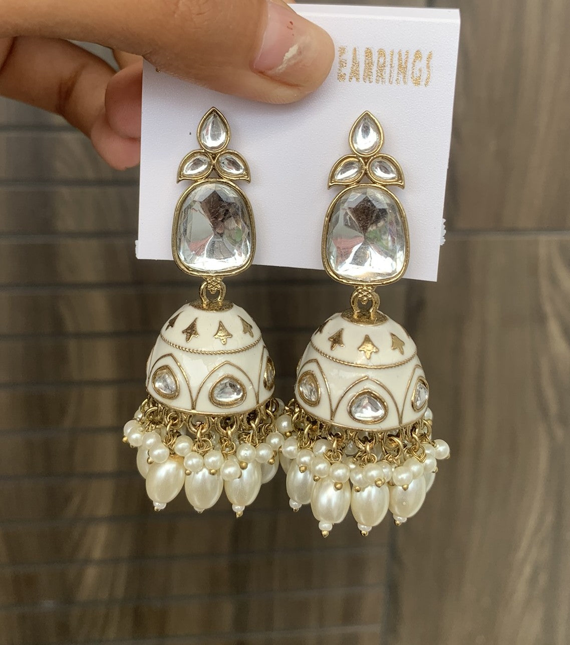 Kundan Pearl Drop Jhumka