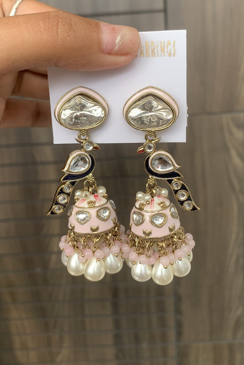 Peacock Kundan Pearl Jhumka