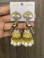 Peacock Kundan Pearl Jhumka