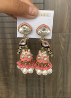 Peacock Kundan Pearl Jhumka