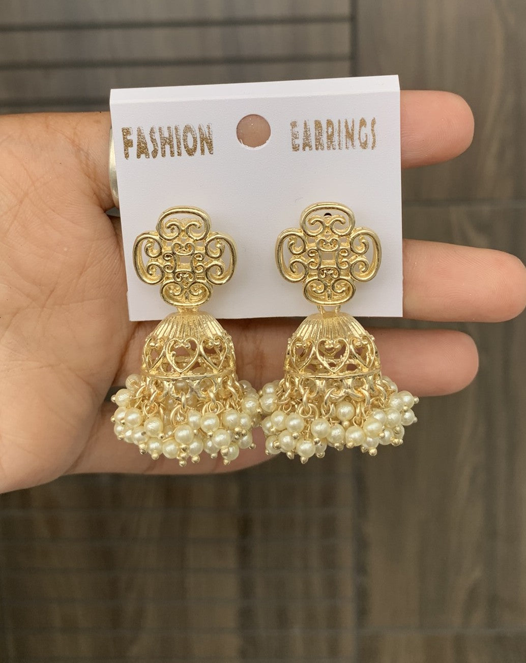 Filigree Dome Pearl Jhumka