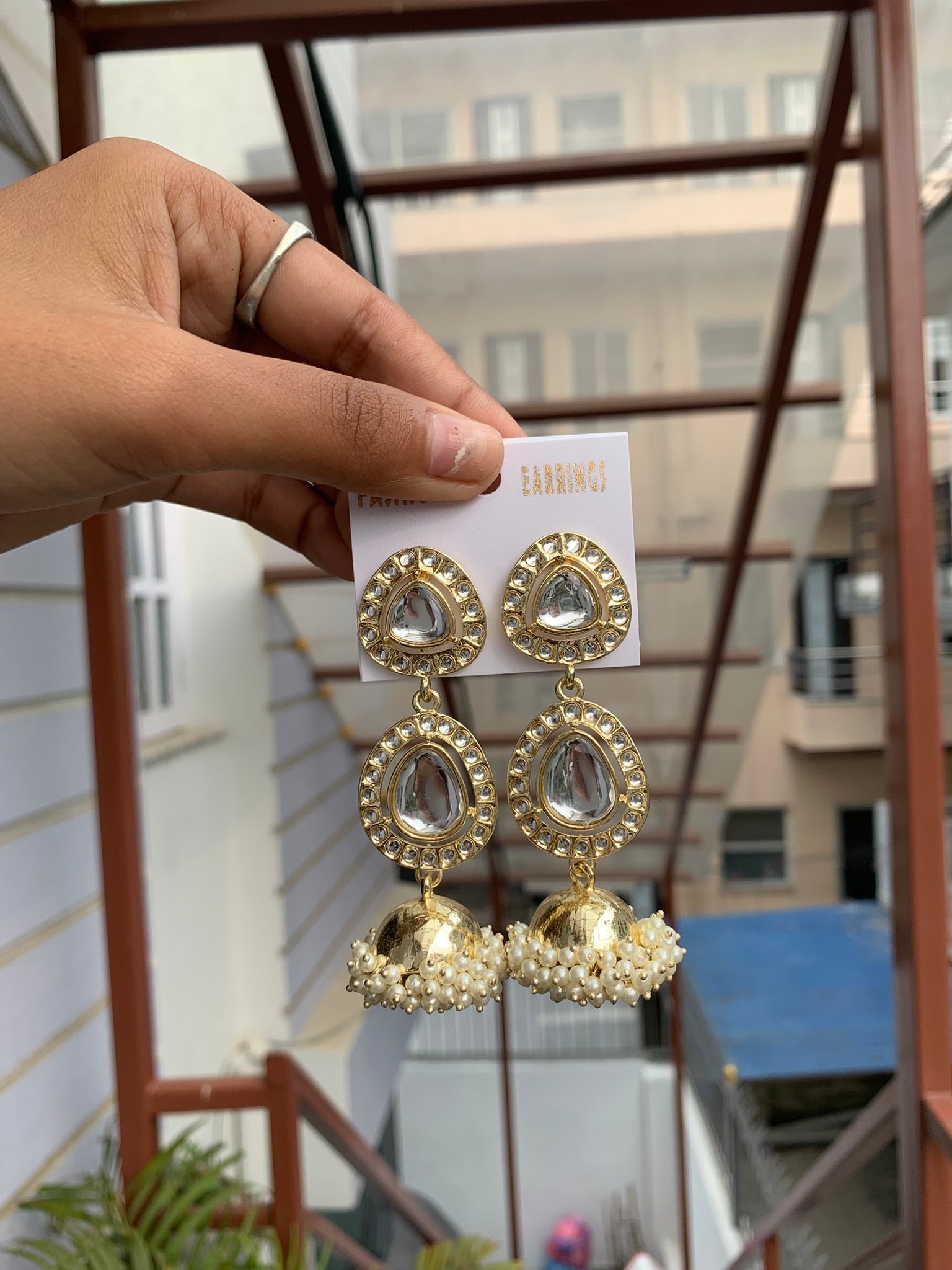 Teardrop Crystal Jhumka