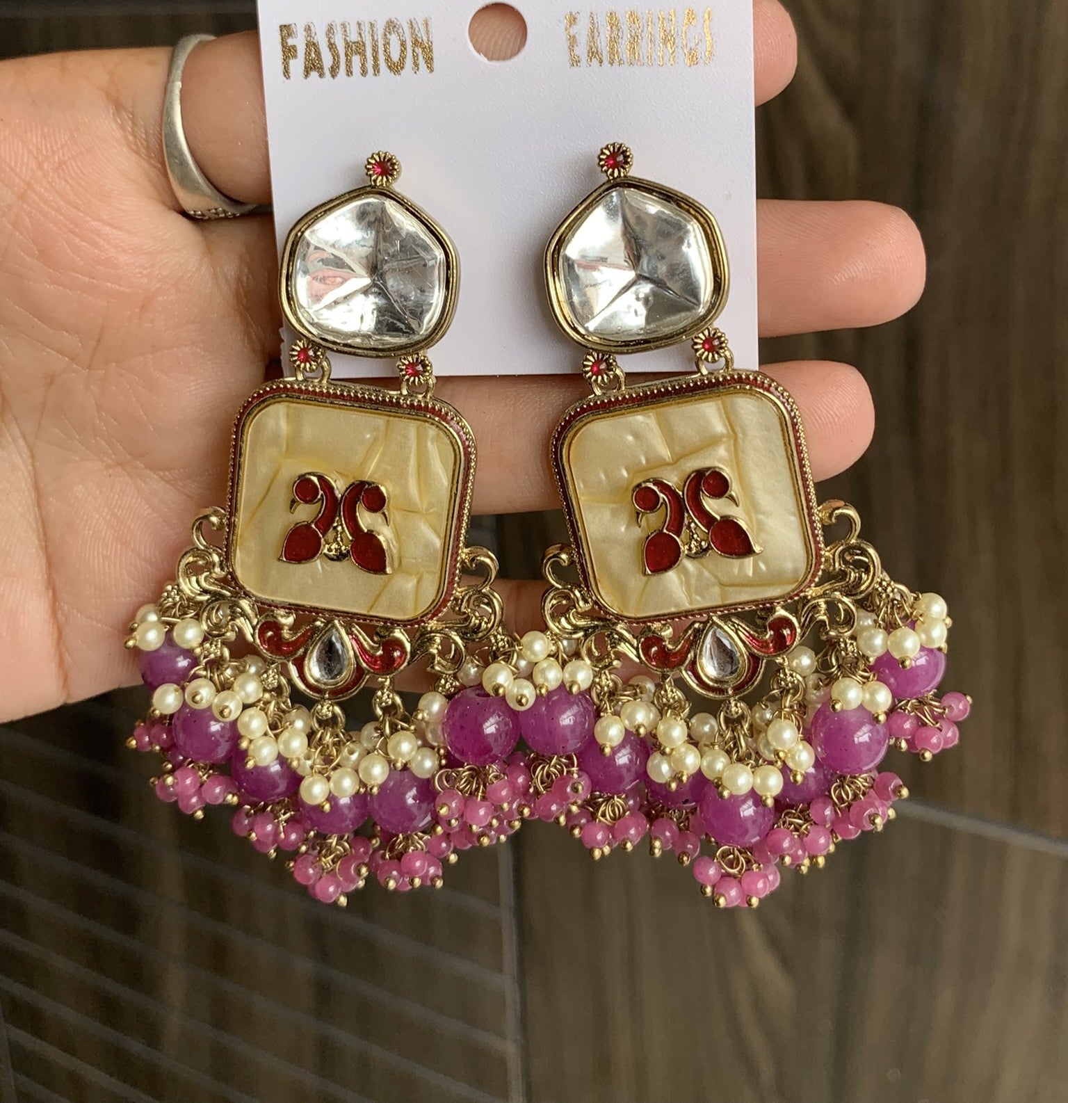 Peacock Motif Beaded Chand Earrings