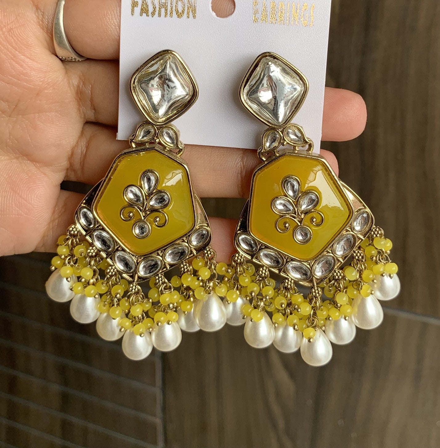 Geometric Kundan Statement Earrings