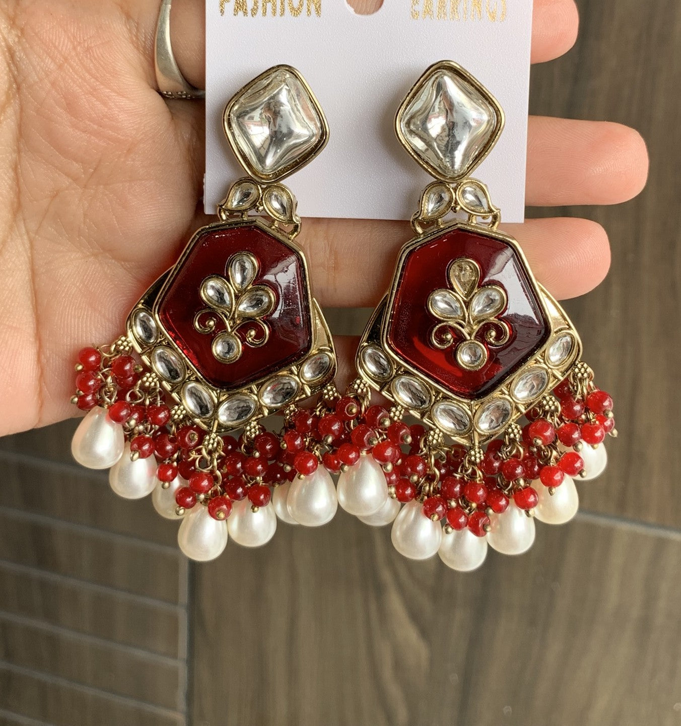 Geometric Kundan Statement Earrings