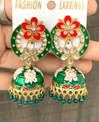 Floral Enamel Statement Jhumka