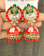 Floral Enamel Statement Jhumka