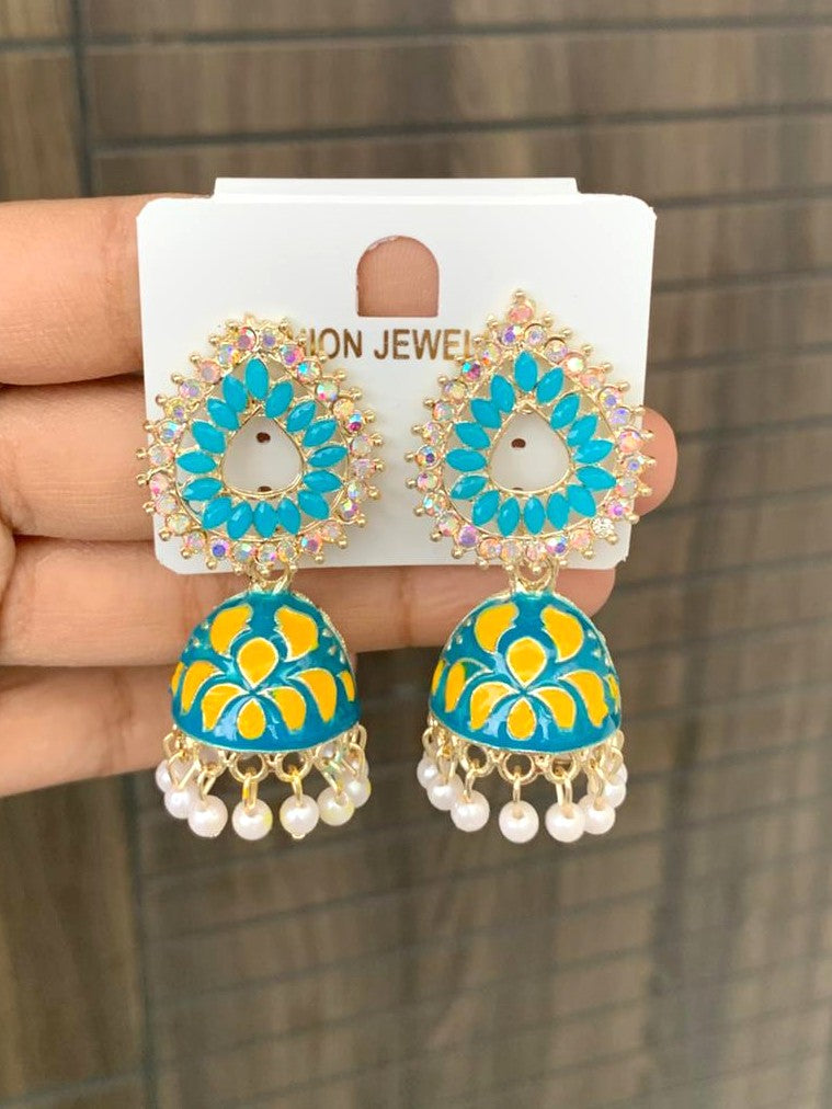 Stone Studded Enamel Jhumka