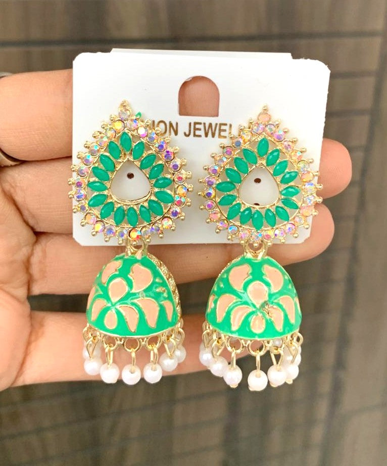 Stone Studded Enamel Jhumka