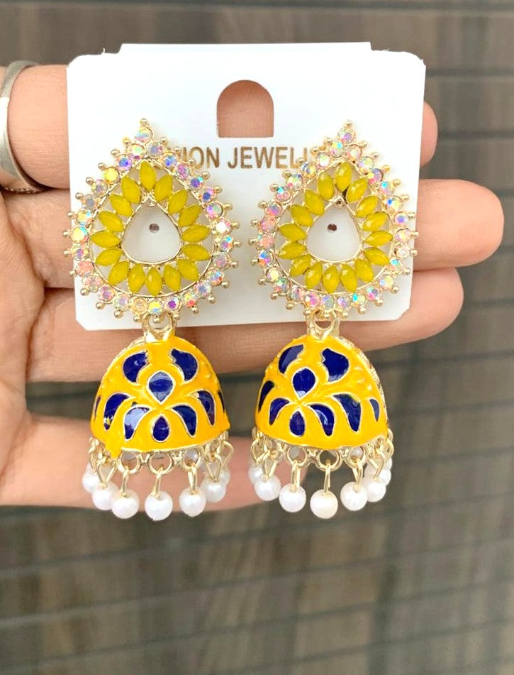 Stone Studded Enamel Jhumka