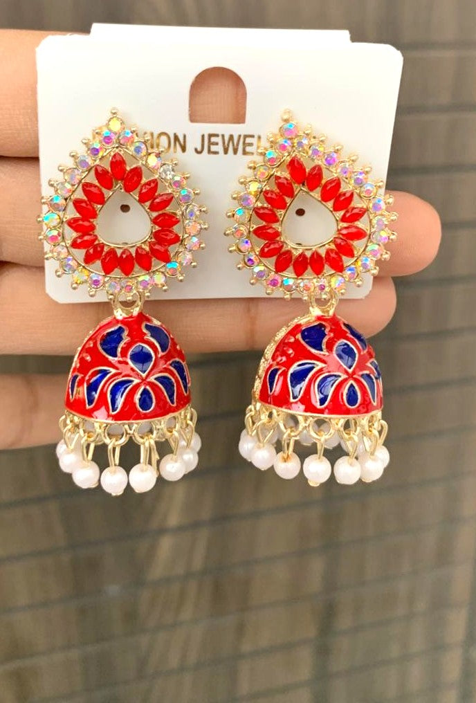 Stone Studded Enamel Jhumka