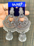 Peacock Design Oxidized Jhumka