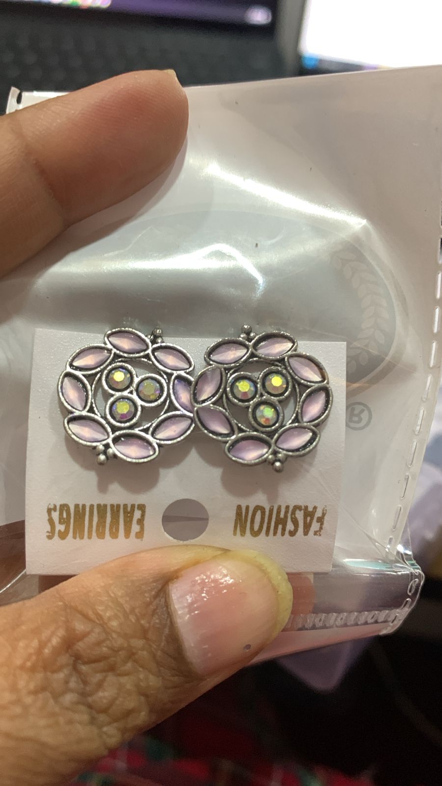 Floral Stone Stud Earrings
