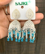 Blue Beaded Jhumka