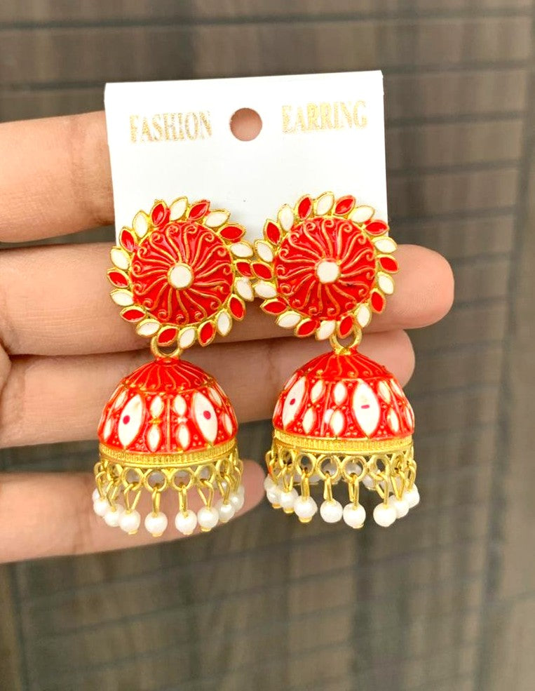 Enamel Pearl Jhumka